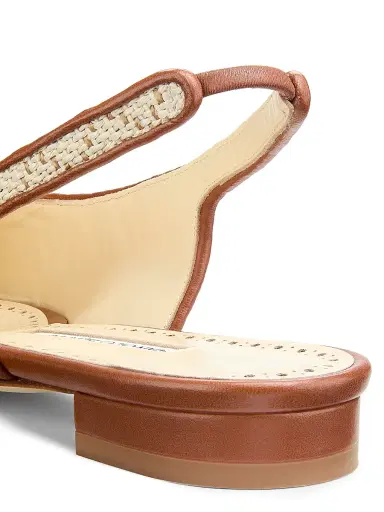 Manolo Blahnik Women's Maylurabi Diamond-Pattern Slingback Pumps - White Medium Brown | Thumbnail 6 Manolo Blahnik Women's Maylurabi Diamond-Pattern Slingback Pumps - White Medium Brown | Thumbnail 6