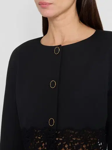 Chloé Women's Guipure Lace-Wool Cropped Sweater - Black | Thumbnail 5 Chloé Women's Guipure Lace-Wool Cropped Sweater - Black | Thumbnail 5