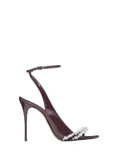 Alexandre Birman Women's Nicole 100MM Embellished Patent Leather Stiletto Sandals - Cherry Lacquer - Size 11 | Thumbnail 1 Alexandre Birman Women's Nicole 100MM Embellished Patent Leather Stiletto Sandals - Cherry Lacquer - Size 11 | Thumbnail 1