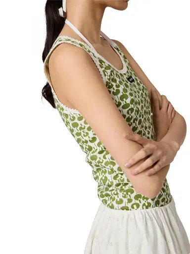 Miu Miu Women's Cotton Tank Top - Beige Khaki | Thumbnail 3 Miu Miu Women's Cotton Tank Top - Beige Khaki | Thumbnail 3