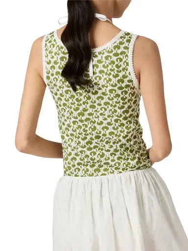 Miu Miu Women's Cotton Tank Top - Beige Khaki | Thumbnail 4 Miu Miu Women's Cotton Tank Top - Beige Khaki | Thumbnail 4