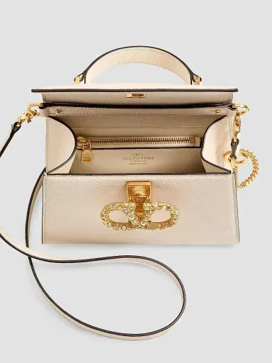 Valentino Garavani Women's VSling Small Top Handle Bag in Grainy Calfskin - Ivory | Thumbnail 3 Valentino Garavani Women's VSling Small Top Handle Bag in Grainy Calfskin - Ivory | Thumbnail 3