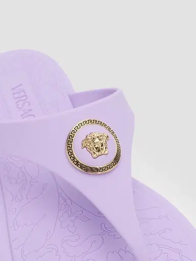 Versace Women's Medusa Baroque Flip-Flops - Dusty Lavender Gold | Thumbnail 3 Versace Women's Medusa Baroque Flip-Flops - Dusty Lavender Gold | Thumbnail 3