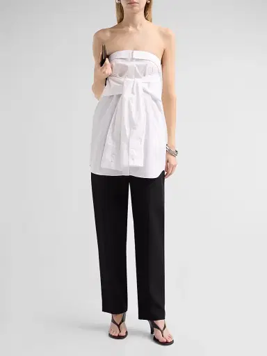 Giuseppe Di Morabito Women's Act II: The Fall Of Icarus Cotton Poplin Strapless Tie-Front Mini Dress - White | Thumbnail 2 Giuseppe Di Morabito Women's Act II: The Fall Of Icarus Cotton Poplin Strapless Tie-Front Mini Dress - White | Thumbnail 2