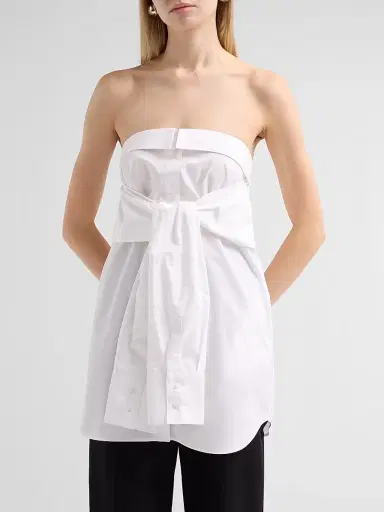 Giuseppe Di Morabito Women's Act II: The Fall Of Icarus Cotton Poplin Strapless Tie-Front Mini Dress - White | Thumbnail 4 Giuseppe Di Morabito Women's Act II: The Fall Of Icarus Cotton Poplin Strapless Tie-Front Mini Dress - White | Thumbnail 4