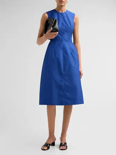 Jil Sander Women's Faille Seamed A-Line Dress - Bluebell - Size 18 | Thumbnail 2 Jil Sander Women's Faille Seamed A-Line Dress - Bluebell - Size 18 | Thumbnail 2