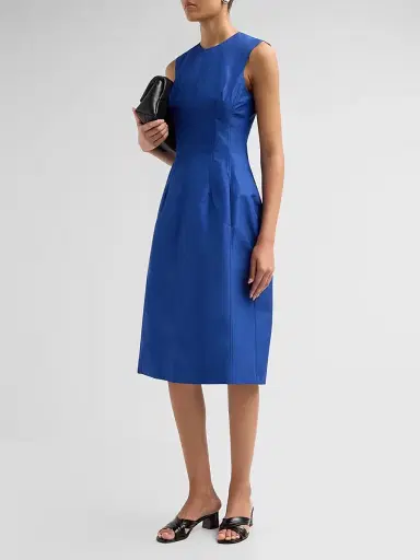 Jil Sander Women's Faille Seamed A-Line Dress - Bluebell - Size 18 | Thumbnail 4 Jil Sander Women's Faille Seamed A-Line Dress - Bluebell - Size 18 | Thumbnail 4