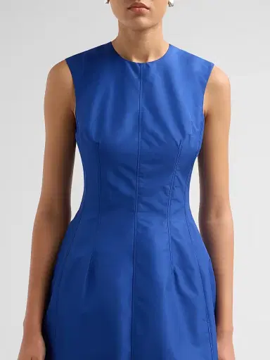 Jil Sander Women's Faille Seamed A-Line Dress - Bluebell - Size 18 | Thumbnail 5 Jil Sander Women's Faille Seamed A-Line Dress - Bluebell - Size 18 | Thumbnail 5
