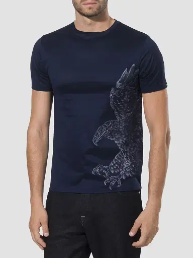 Stefano Ricci Men's Eagle Embroidered Design T-Shirt - Blue Navy - Size Large | Thumbnail 2 Stefano Ricci Men's Eagle Embroidered Design T-Shirt - Blue Navy - Size Large | Thumbnail 2