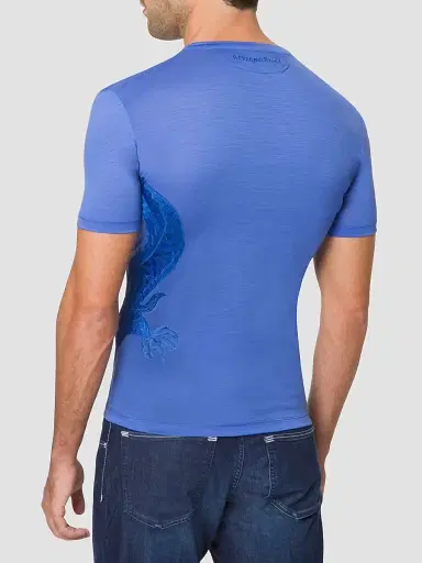 Stefano Ricci Men's Dragon Embroidered Design T-Shirt - Mediterranean | Thumbnail 3 Stefano Ricci Men's Dragon Embroidered Design T-Shirt - Mediterranean | Thumbnail 3