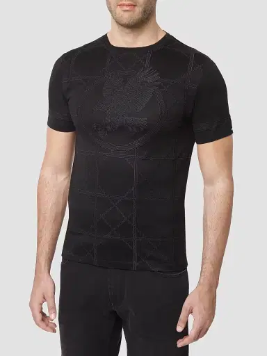 Stefano Ricci Men's Embroidered Cotton T-Shirt - Black - Size Large | Thumbnail 2 Stefano Ricci Men's Embroidered Cotton T-Shirt - Black - Size Large | Thumbnail 2
