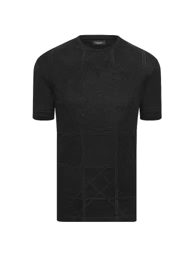 Stefano Ricci Men's Embroidered Cotton T-Shirt - Black - Size Large | Thumbnail 1 Stefano Ricci Men's Embroidered Cotton T-Shirt - Black - Size Large | Thumbnail 1