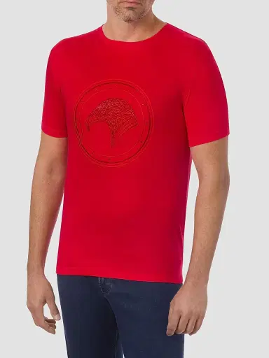 Stefano Ricci Men's Eagle Crystal Embroidered Logo T-Shirt - Spy Red | Thumbnail 2 Stefano Ricci Men's Eagle Crystal Embroidered Logo T-Shirt - Spy Red | Thumbnail 2