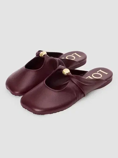 Loewe Women's Pebble Soft Leather Mules - Burgundy - Size 10 | Thumbnail 3 Loewe Women's Pebble Soft Leather Mules - Burgundy - Size 10 | Thumbnail 3