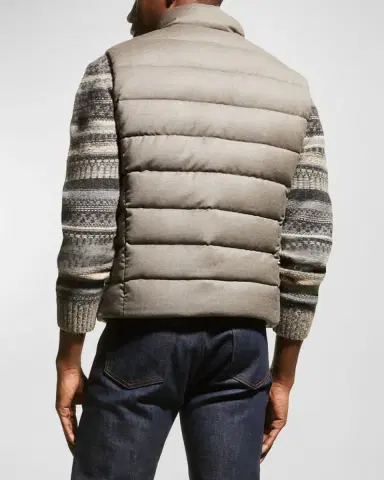 Moorer Men's Flannel Down Vest | Thumbnail 2 Moorer Men's Flannel Down Vest | Thumbnail 2