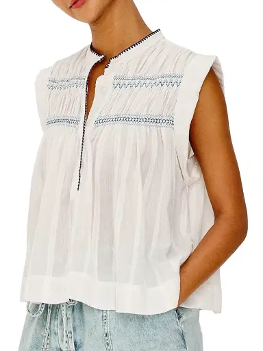 RAILS Women's Willow Pleated Cotton Top - White - Size XS | Thumbnail 4 RAILS Women's Willow Pleated Cotton Top - White - Size XS | Thumbnail 4