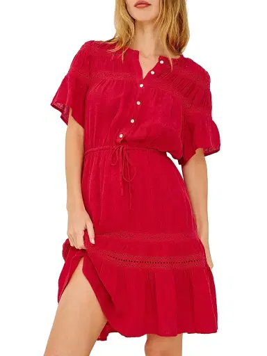 Rails Women's Winslow Linen-Blend A-Line Minidress - Tomato | Thumbnail 5 Rails Women's Winslow Linen-Blend A-Line Minidress - Tomato | Thumbnail 5