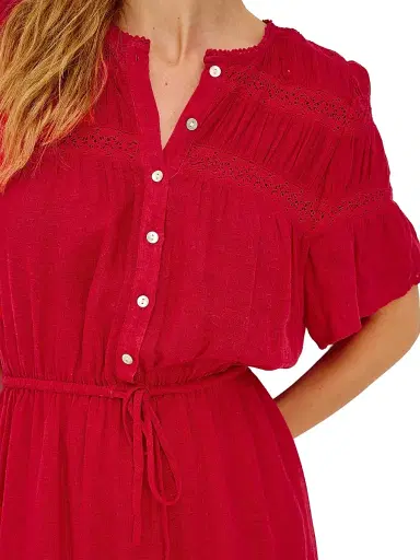 Rails Women's Winslow Linen-Blend A-Line Minidress - Tomato | Thumbnail 6 Rails Women's Winslow Linen-Blend A-Line Minidress - Tomato | Thumbnail 6