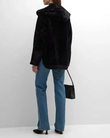 Gorski Reversible Shearling Lamb Zip Parka Jacket With Side Slits | Thumbnail 6 Gorski Reversible Shearling Lamb Zip Parka Jacket With Side Slits | Thumbnail 6