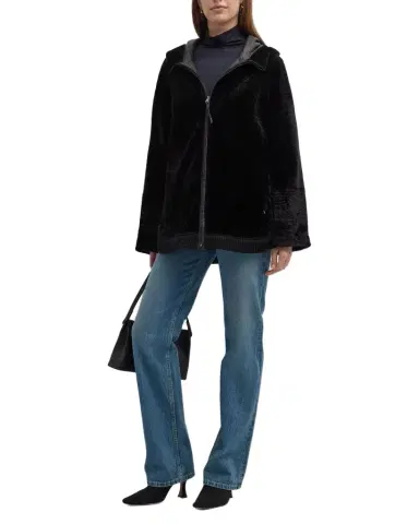 Gorski Reversible Shearling Lamb Zip Parka Jacket With Side Slits | Thumbnail 1 Gorski Reversible Shearling Lamb Zip Parka Jacket With Side Slits | Thumbnail 1