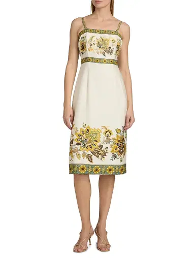 Elie Tahari Women's The Annalise Floral Linen Midi-Dress - Sunray Floral Print | Thumbnail 2 Elie Tahari Women's The Annalise Floral Linen Midi-Dress - Sunray Floral Print | Thumbnail 2
