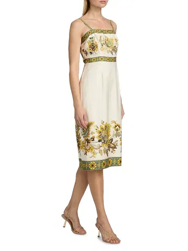 Elie Tahari Women's The Annalise Floral Linen Midi-Dress - Sunray Floral Print | Thumbnail 4 Elie Tahari Women's The Annalise Floral Linen Midi-Dress - Sunray Floral Print | Thumbnail 4