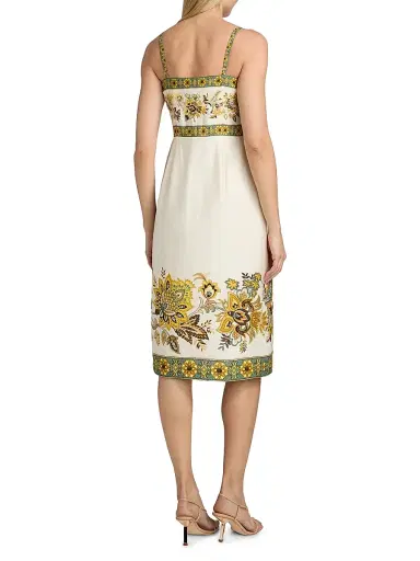 Elie Tahari Women's The Annalise Floral Linen Midi-Dress - Sunray Floral Print | Thumbnail 5 Elie Tahari Women's The Annalise Floral Linen Midi-Dress - Sunray Floral Print | Thumbnail 5