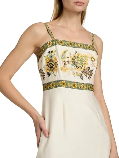 Elie Tahari Women's The Annalise Floral Linen Midi-Dress - Sunray Floral Print | Thumbnail 6 Elie Tahari Women's The Annalise Floral Linen Midi-Dress - Sunray Floral Print | Thumbnail 6