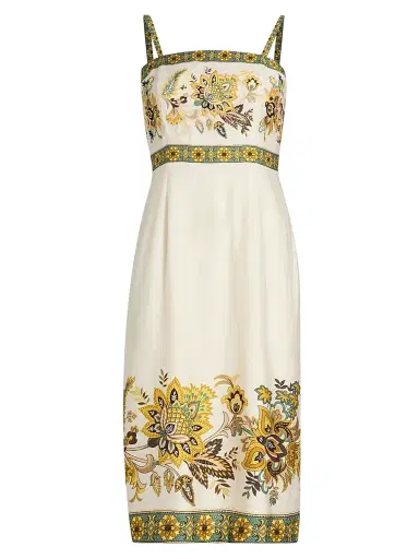 Elie Tahari Women's The Annalise Floral Linen Midi-Dress - Sunray Floral Print | Thumbnail 1 Elie Tahari Women's The Annalise Floral Linen Midi-Dress - Sunray Floral Print | Thumbnail 1