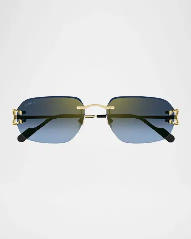Cartier Men 's Rimless Metal Rectangle Sunglasses | Thumbnail 2 Cartier Men 's Rimless Metal Rectangle Sunglasses | Thumbnail 2