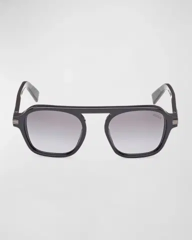 Zegna Men's AURORA II Acetate Rectangle Sunglasses | Thumbnail 2 Zegna Men's AURORA II Acetate Rectangle Sunglasses | Thumbnail 2