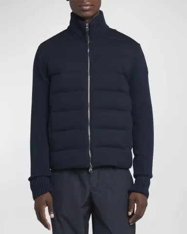 Moncler Men's Wool-Cashmere Padded Cardigan | Thumbnail 3 Moncler Men's Wool-Cashmere Padded Cardigan | Thumbnail 3