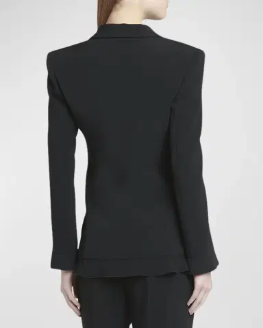 Giorgio Armani Cady Blazer Jacket with Ruffle Underlay | Thumbnail 2 Giorgio Armani Cady Blazer Jacket with Ruffle Underlay | Thumbnail 2