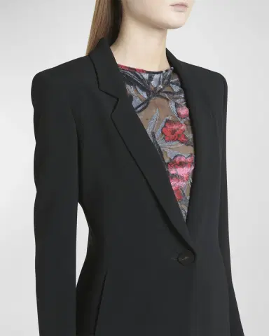 Giorgio Armani Cady Blazer Jacket with Ruffle Underlay | Thumbnail 4 Giorgio Armani Cady Blazer Jacket with Ruffle Underlay | Thumbnail 4