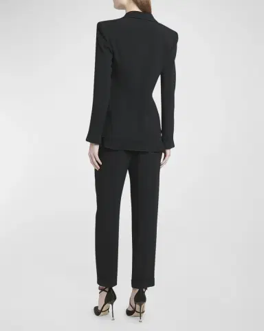 Giorgio Armani Cady Blazer Jacket with Ruffle Underlay | Thumbnail 5 Giorgio Armani Cady Blazer Jacket with Ruffle Underlay | Thumbnail 5