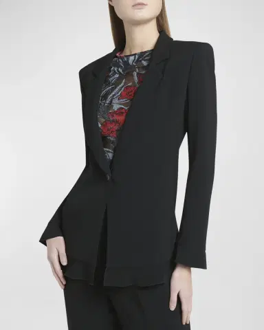 Giorgio Armani Cady Blazer Jacket with Ruffle Underlay | Thumbnail 6 Giorgio Armani Cady Blazer Jacket with Ruffle Underlay | Thumbnail 6