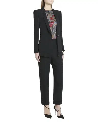 Giorgio Armani Cady Blazer Jacket with Ruffle Underlay | Thumbnail 1 Giorgio Armani Cady Blazer Jacket with Ruffle Underlay | Thumbnail 1