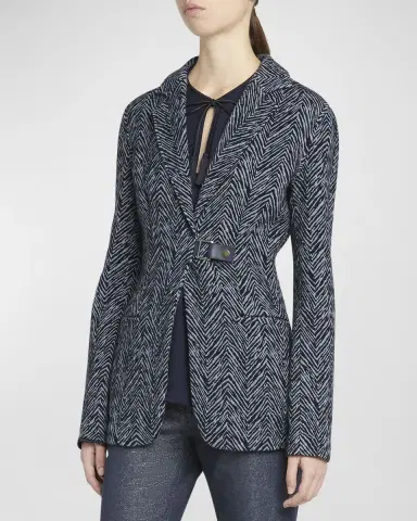 Giorgio Armani Zebra Cashmere-Viscose Buckle-Front Jacket | Thumbnail 3 Giorgio Armani Zebra Cashmere-Viscose Buckle-Front Jacket | Thumbnail 3