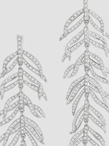 Anabel Aram Women's Palm Sterling Silver-Plated & Cubic Zirconia Drop Earrings - Silver | Thumbnail 2 Anabel Aram Women's Palm Sterling Silver-Plated & Cubic Zirconia Drop Earrings - Silver | Thumbnail 2