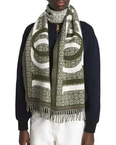 Loewe Love Anagram Wool & Cashmere Scarf | Thumbnail 1 Loewe Love Anagram Wool & Cashmere Scarf | Thumbnail 1