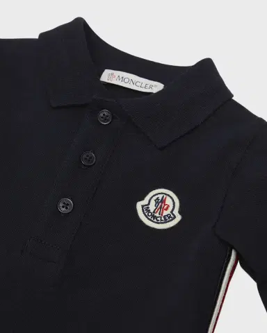 Moncler Boy's Logo-Print Polo Romper, Size Newborn-24M | Thumbnail 2 Moncler Boy's Logo-Print Polo Romper, Size Newborn-24M | Thumbnail 2