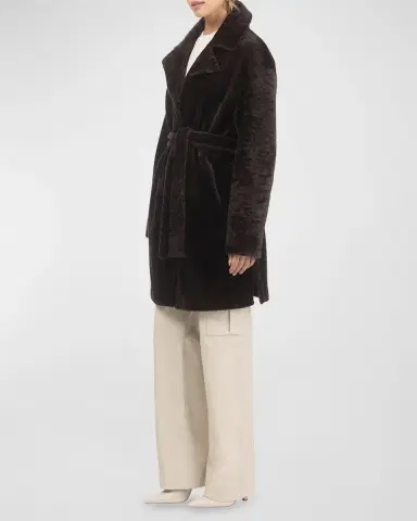 Gorski Reversible Lamb Shearling Belted Stroller Coat | Thumbnail 3 Gorski Reversible Lamb Shearling Belted Stroller Coat | Thumbnail 3