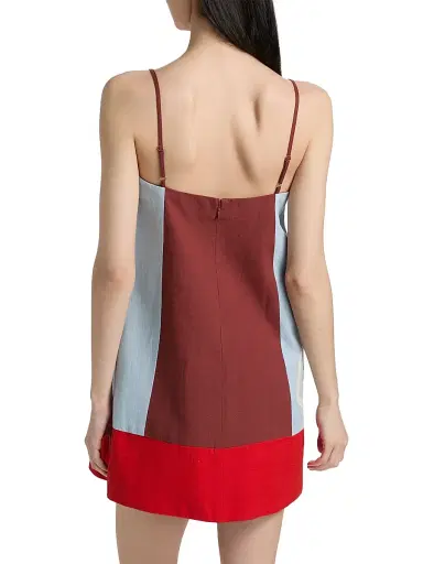Tanya Taylor Women's Bianca Floral Colorblocked Cotton-Linen Minidress - Redwood Multi | Thumbnail 5 Tanya Taylor Women's Bianca Floral Colorblocked Cotton-Linen Minidress - Redwood Multi | Thumbnail 5