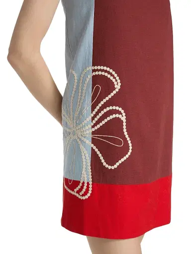Tanya Taylor Women's Bianca Floral Colorblocked Cotton-Linen Minidress - Redwood Multi | Thumbnail 6 Tanya Taylor Women's Bianca Floral Colorblocked Cotton-Linen Minidress - Redwood Multi | Thumbnail 6
