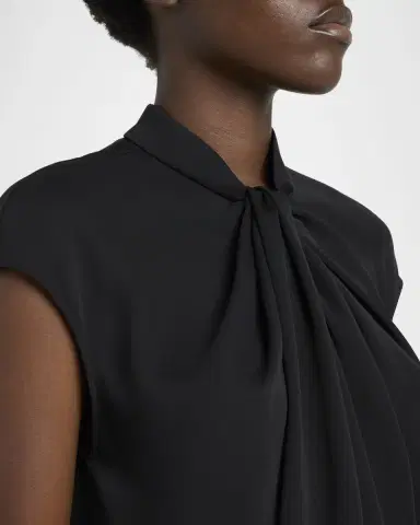 Giorgio Armani Twisted Cap-Sleeve Georgette Silk Blouse | Thumbnail 4 Giorgio Armani Twisted Cap-Sleeve Georgette Silk Blouse | Thumbnail 4