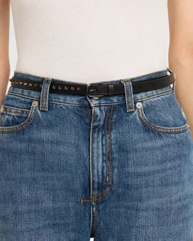 Christian Louboutin Cabata Paris Spike Skinny Belt in Calf Leather | Thumbnail 2 Christian Louboutin Cabata Paris Spike Skinny Belt in Calf Leather | Thumbnail 2