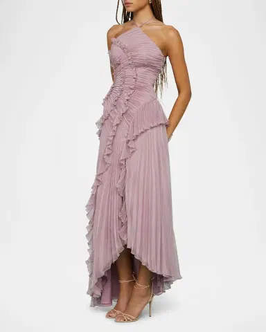 AMUR Lorelie Pleated Halter Gown | Thumbnail 3 AMUR Lorelie Pleated Halter Gown | Thumbnail 3