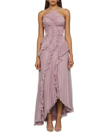 AMUR Lorelie Pleated Halter Gown | Thumbnail 1 AMUR Lorelie Pleated Halter Gown | Thumbnail 1