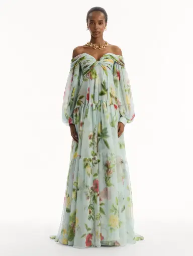 Oscar de la Renta Chiné Dominican Mixed-Floral Chiffon Sweetheart Gown | Thumbnail 2 Oscar de la Renta Chiné Dominican Mixed-Floral Chiffon Sweetheart Gown | Thumbnail 2