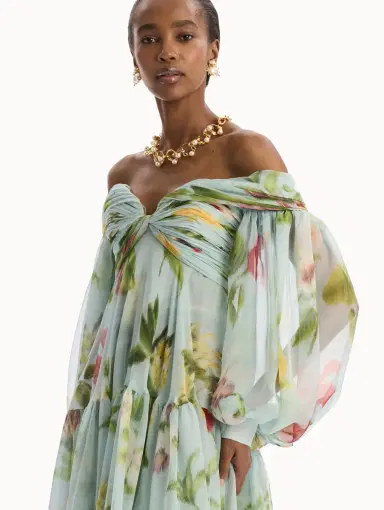 Oscar de la Renta Chiné Dominican Mixed-Floral Chiffon Sweetheart Gown | Thumbnail 4 Oscar de la Renta Chiné Dominican Mixed-Floral Chiffon Sweetheart Gown | Thumbnail 4